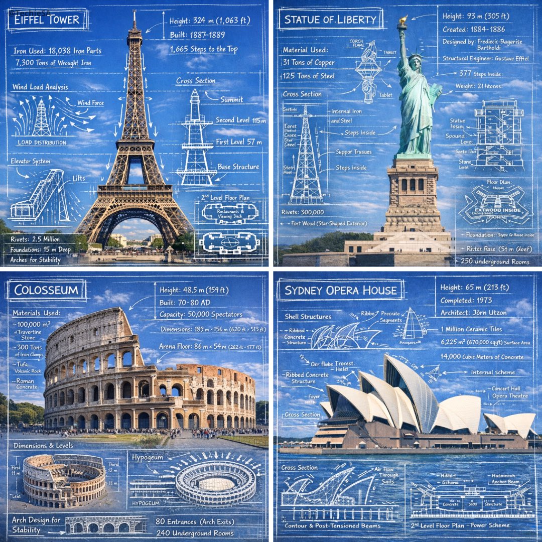 Create an infographic image of [LANDMARK], combining a real photograph