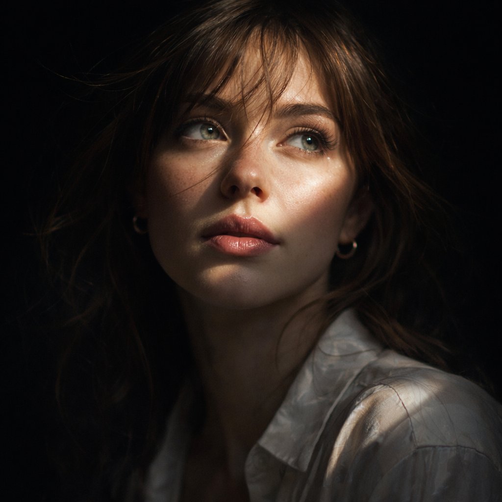 Hyper-realistic cinematic Create an 8k close-up portrait of a beautifu