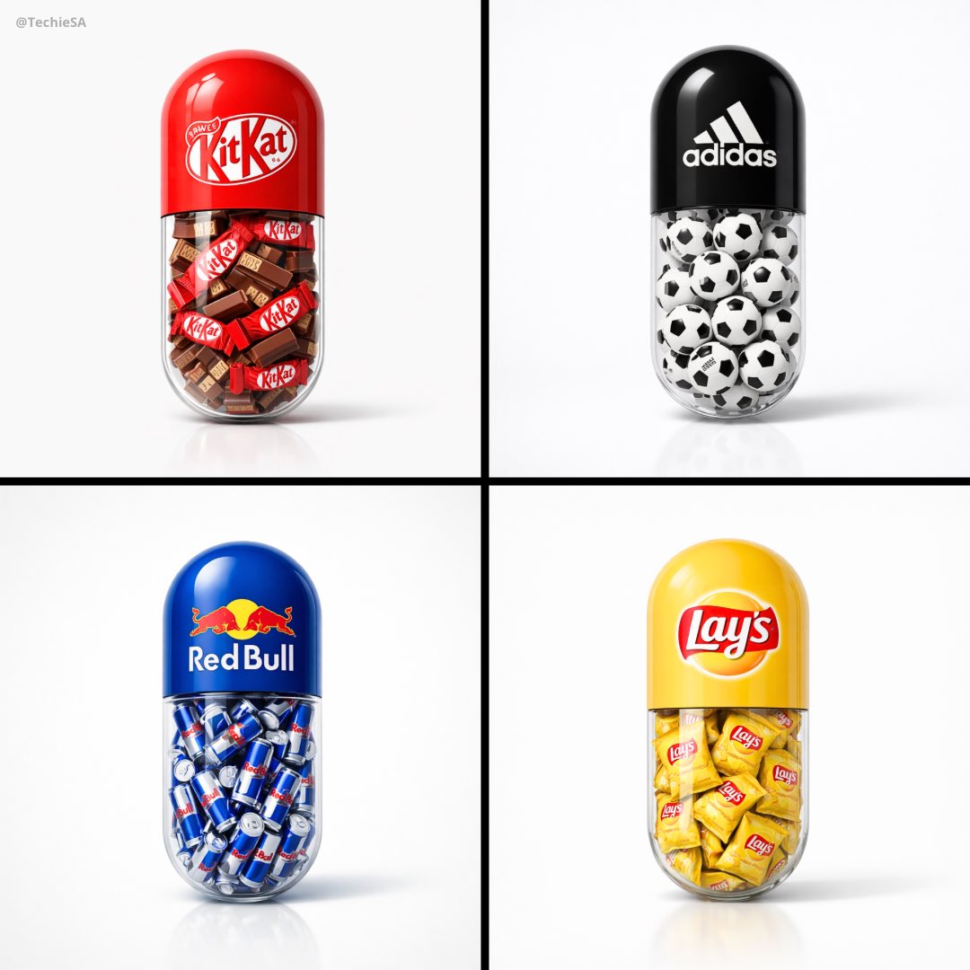 Create a minimal poster. A large capsule pill centered in the frame. T