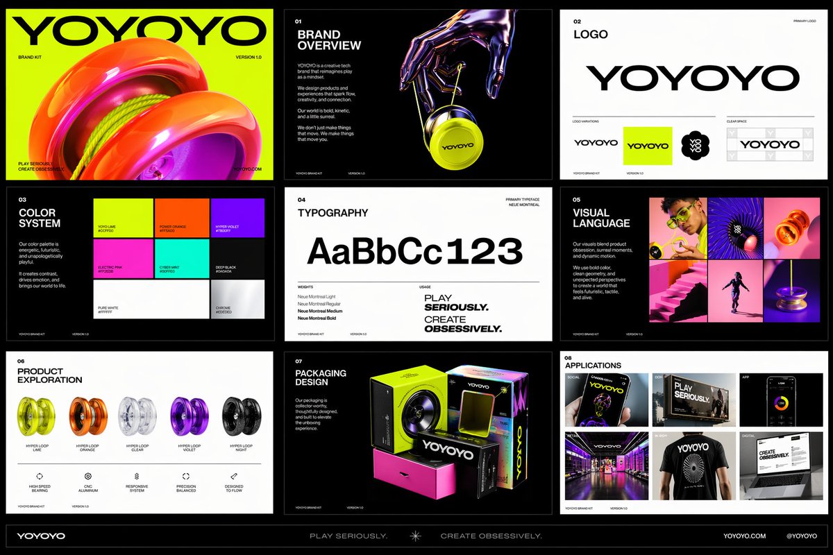 Create a polished multi-page (multiple images) brand kit for a company