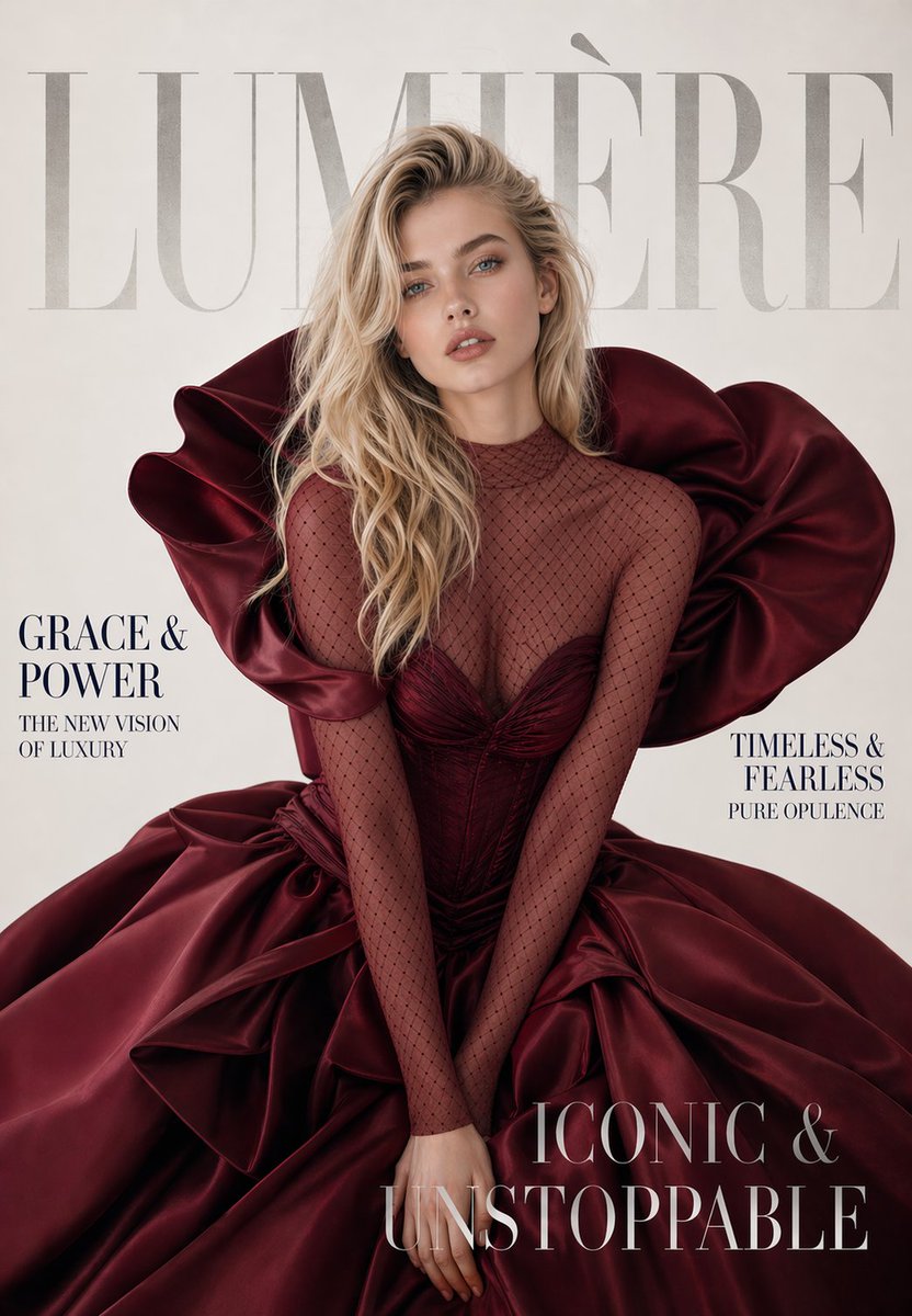 A luxury high-fashion magazine cover. Magazine name at the very top in