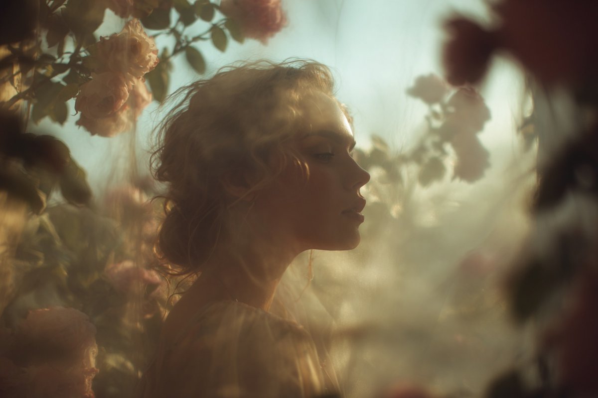 A soft-focus dream photograph of a [subject] in a [setting], seen thro