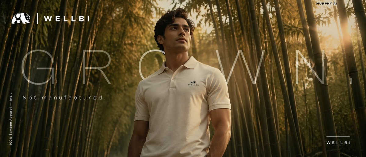 Cinematic product poster for WELLBI, India's premium bamboo apparel br
