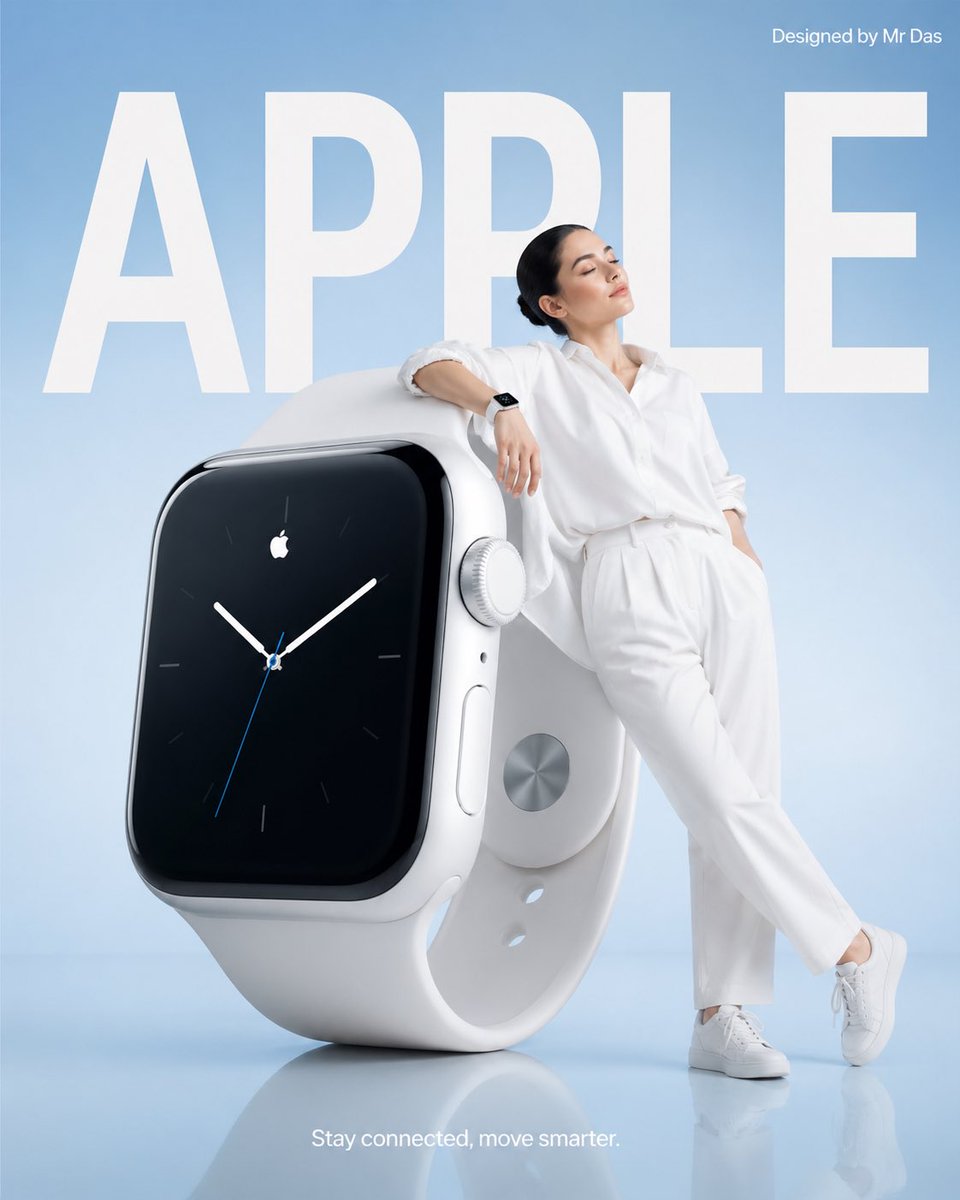 Minimalist commercial ad featuring oversized white smartwatch, ultra-c