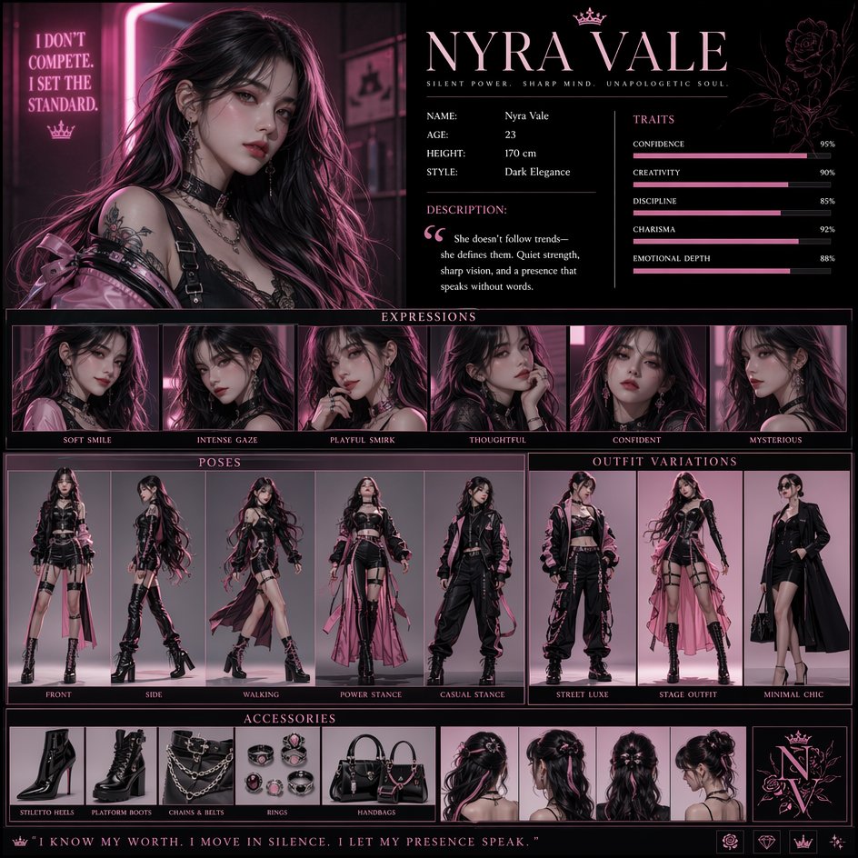 Create a high-resolution vertical character concept poster with a luxu