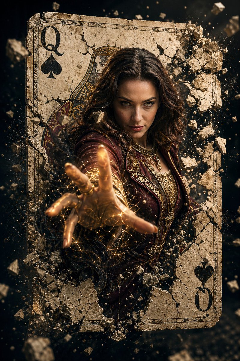 A hyper-realistic cinematic movie poster of a powerful female sorcerer