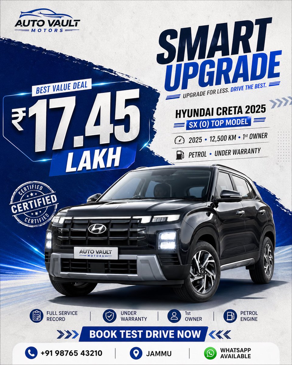 [BRAND NAME = AUTO VAULT MOTORS] [CAR MODEL = HYUNDAI CRETA 2025 • SX