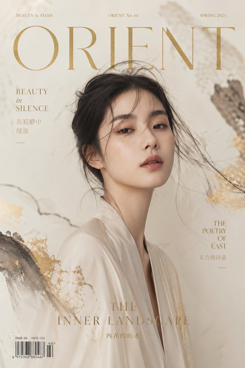 Luxury editorial cover, title "ZEN MODE", featuring a conceptual portr