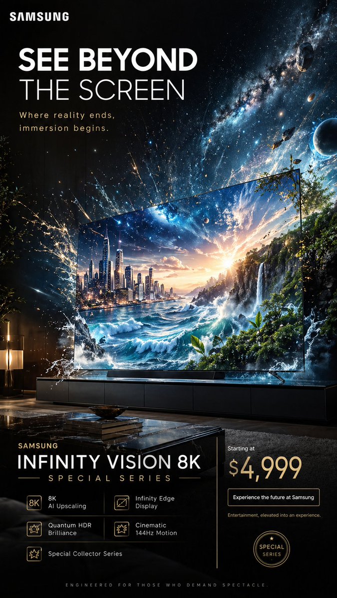 Create a spectacular 9:16 vertical advertising poster for a fictional