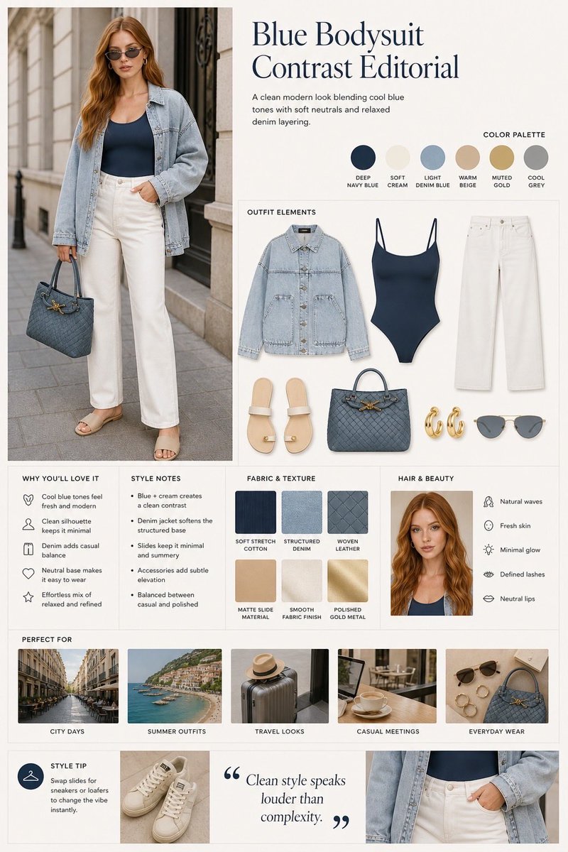 Fashion editorial layout, split design with model photo on the left an