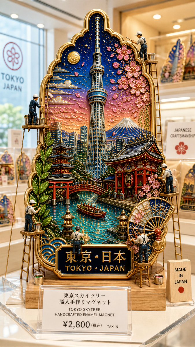 Ultra-premium cloisonné enamel collectible fridge magnet displayed ins