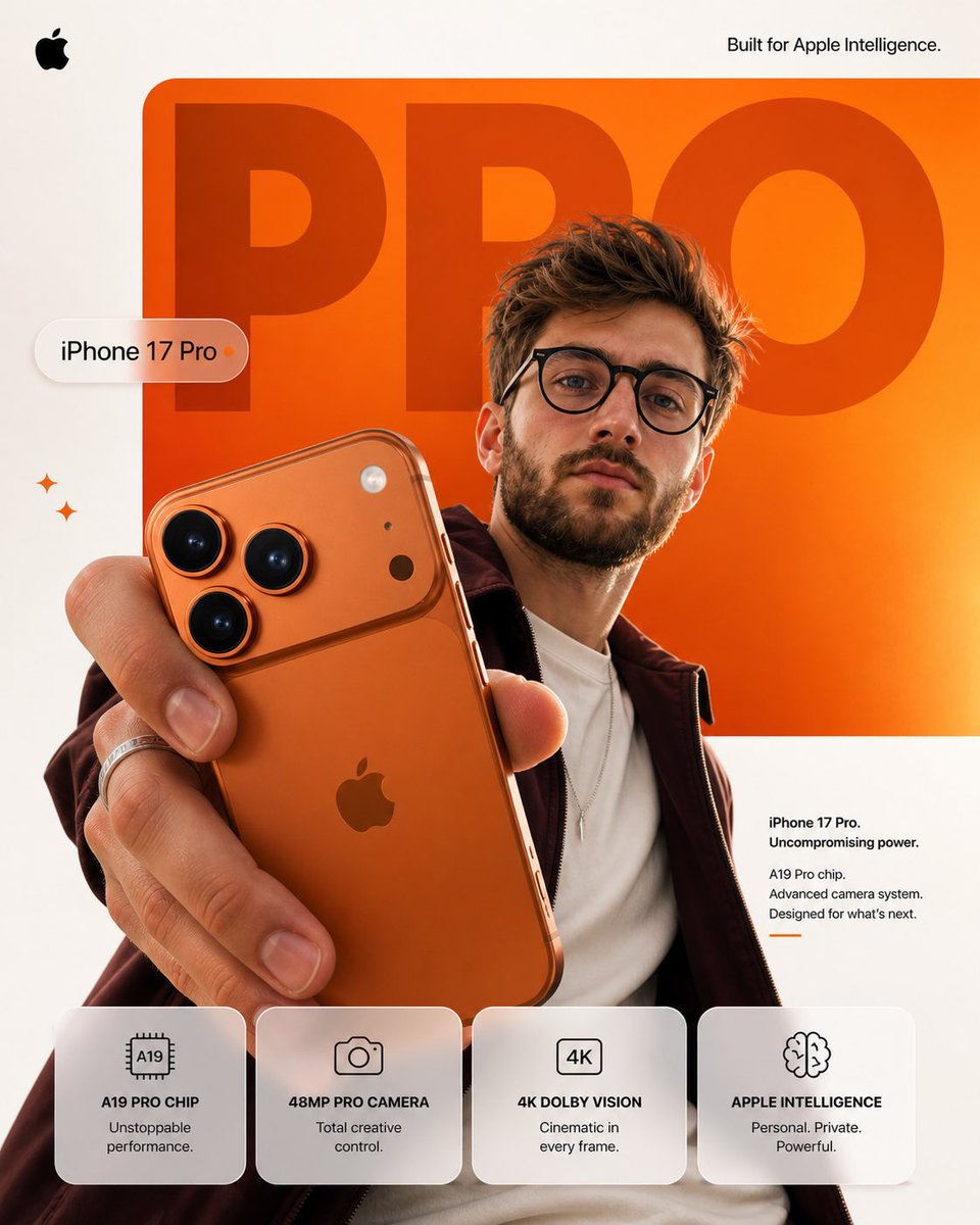 Create a premium Apple-style smartphone advertisement poster in 4:5 ve