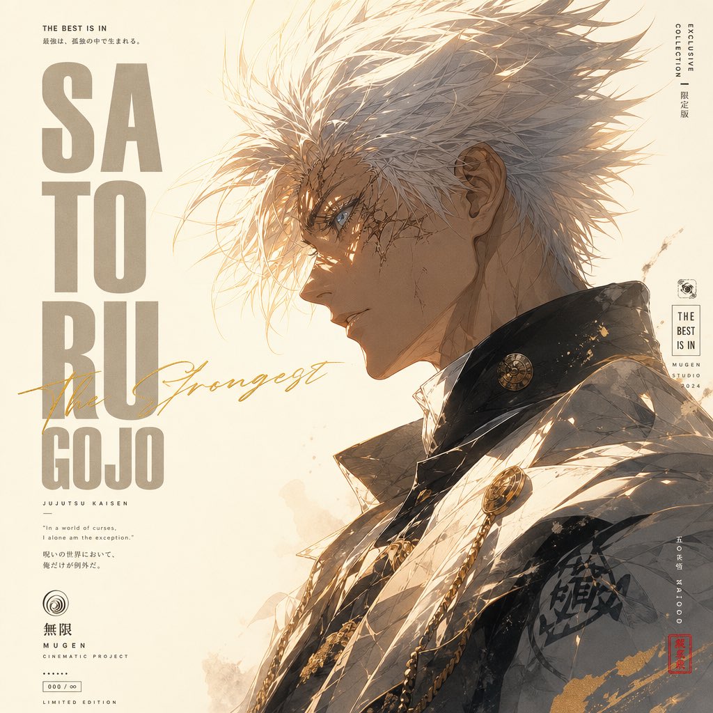 A minimalist high-fashion anime poster in vertical 9:16 format, featur