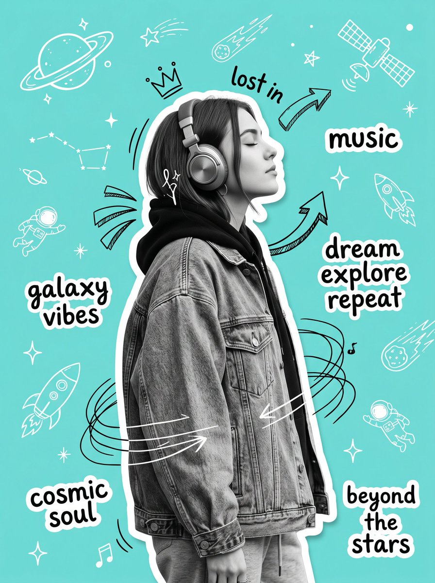 Create an original Y2K-inspired scrapbook collage poster featuring a s