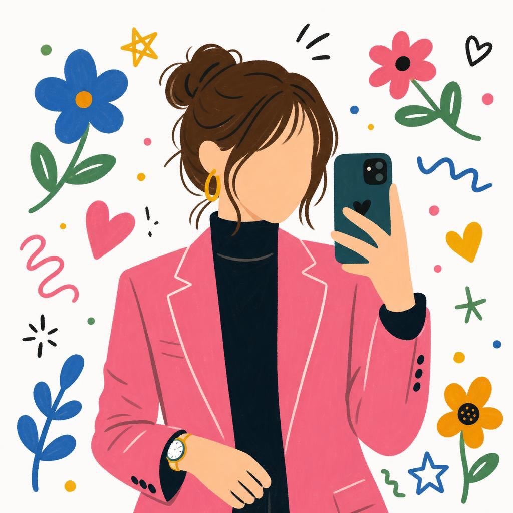 Cute faceless girl illustration in modern flat cartoon style, brown me