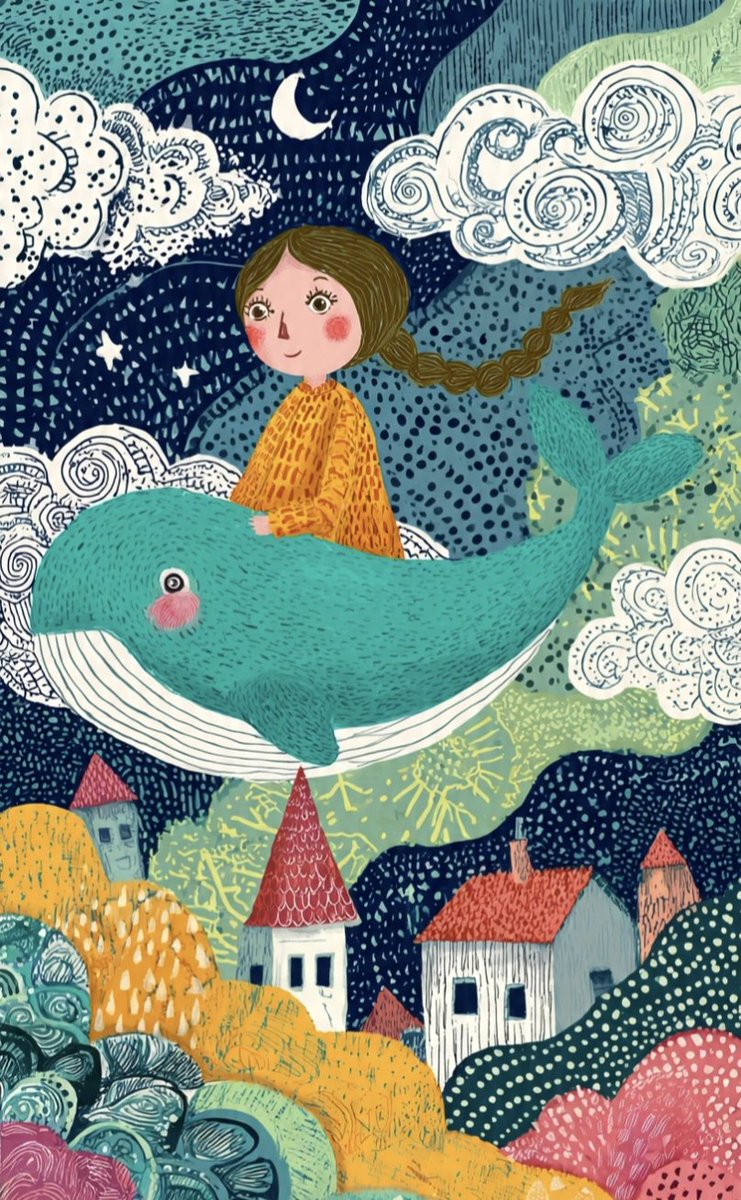 These two illustrations showcase a whimsical, folk-art style character