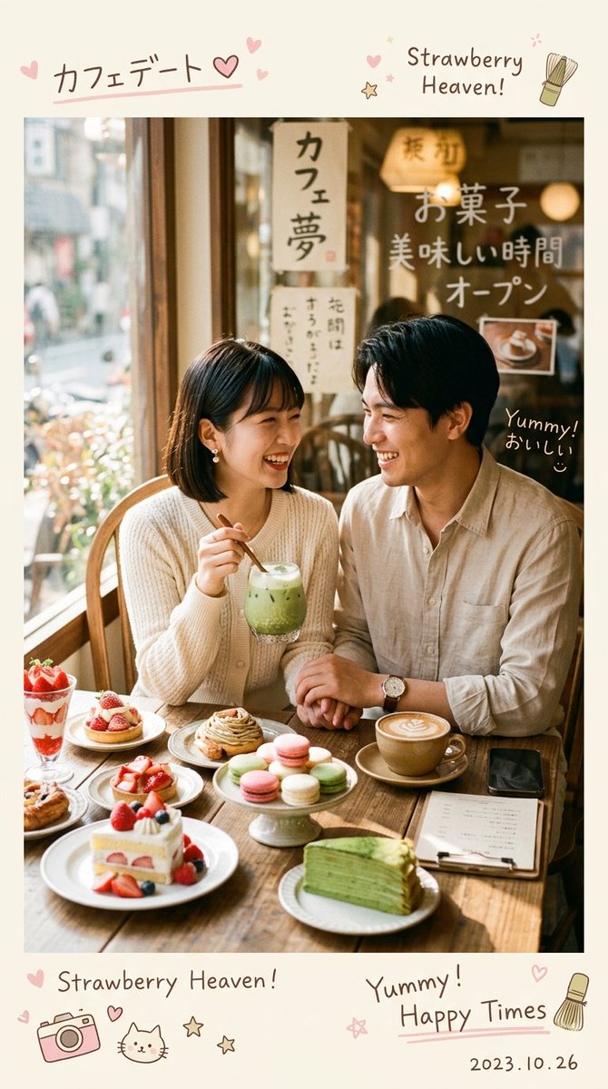 Ultra-realistic cozy Japanese-Korean café photography featuring a cute