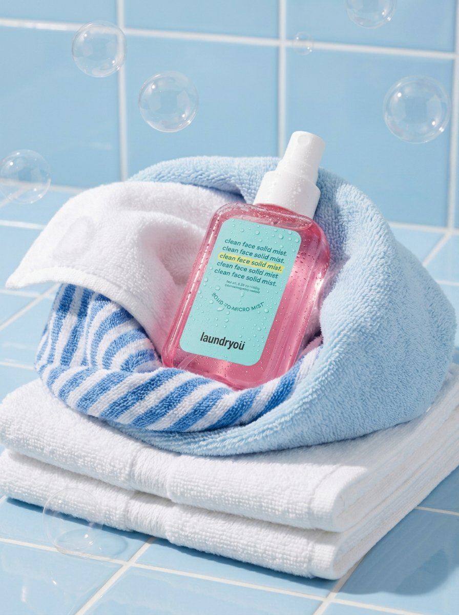 A translucent pink facial mist spray bottle with a white cap, covered