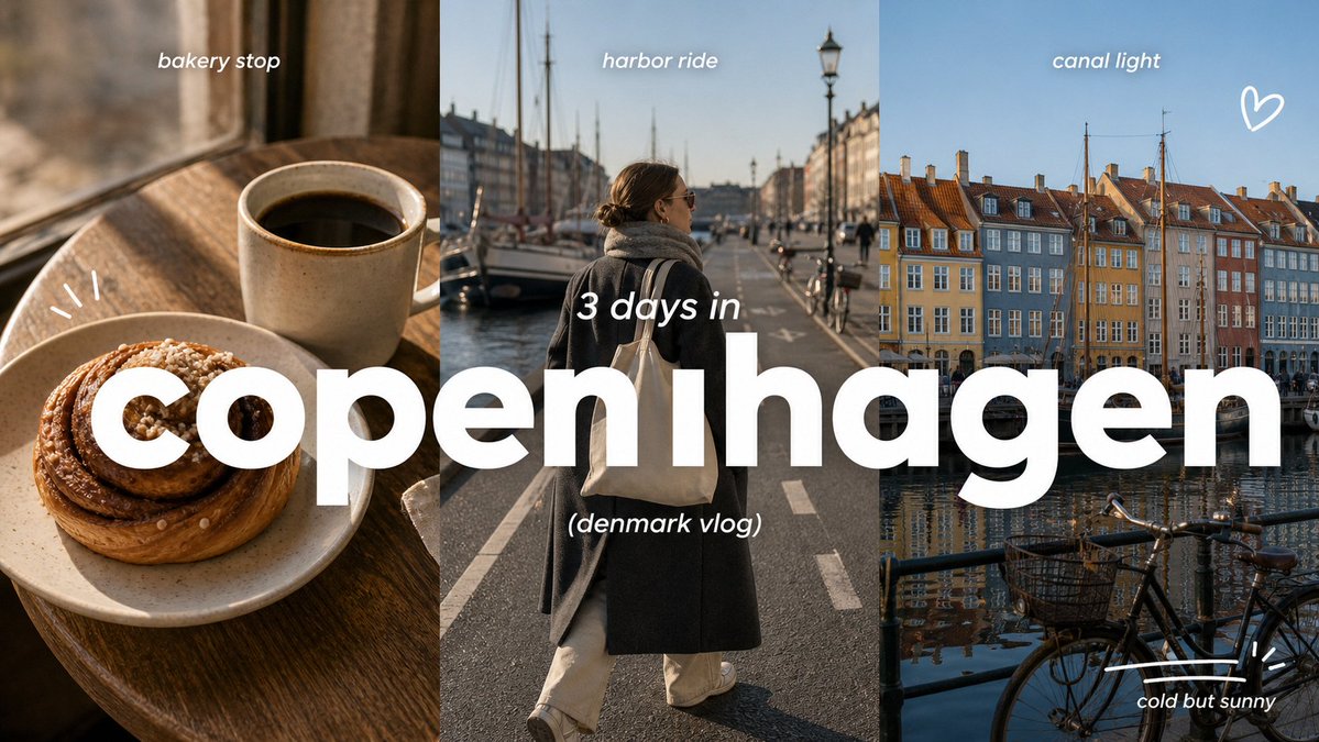 Create a 9:16 image in the "Clean Triptych Travel Vlog Thumbnail" styl