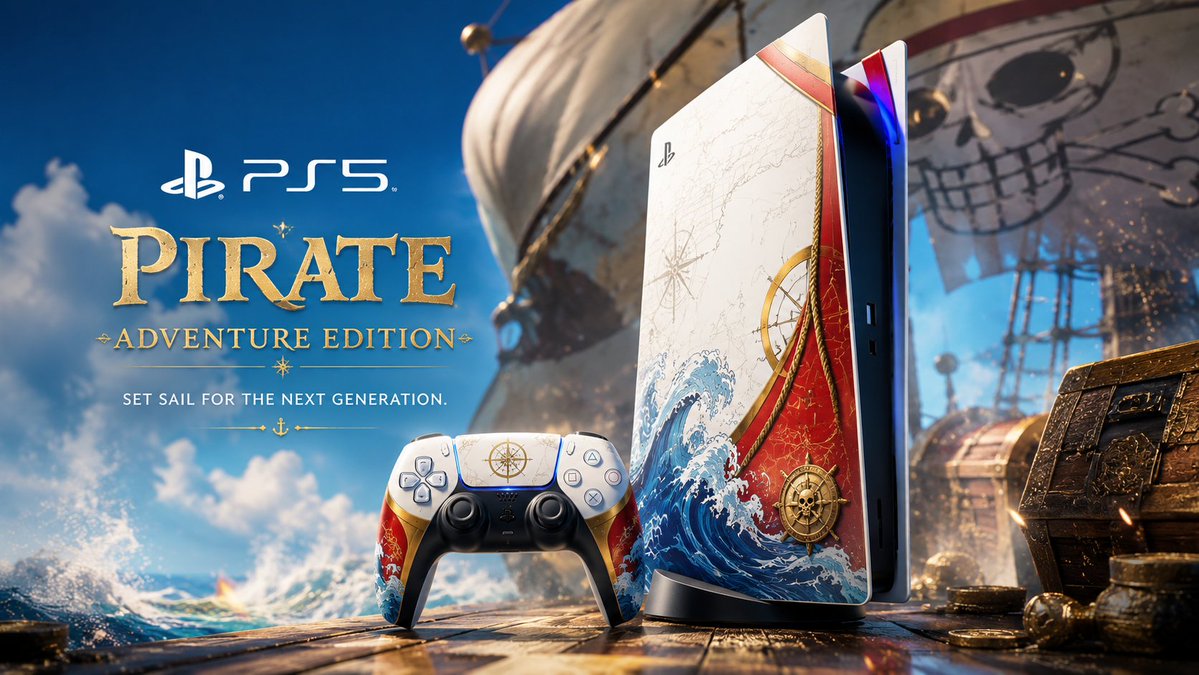 Create a premium cinematic advertising poster for a custom PS5 and mat