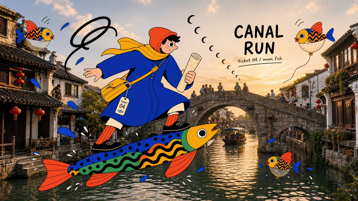 Create an image in the "Surreal Fish Doodle Landmark Photo Collage" st