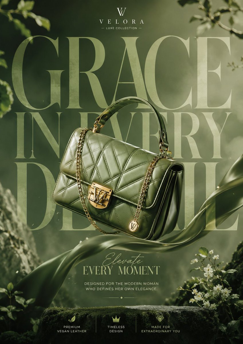 Generate a breathtaking luxury product advertisment of hand bag for gi