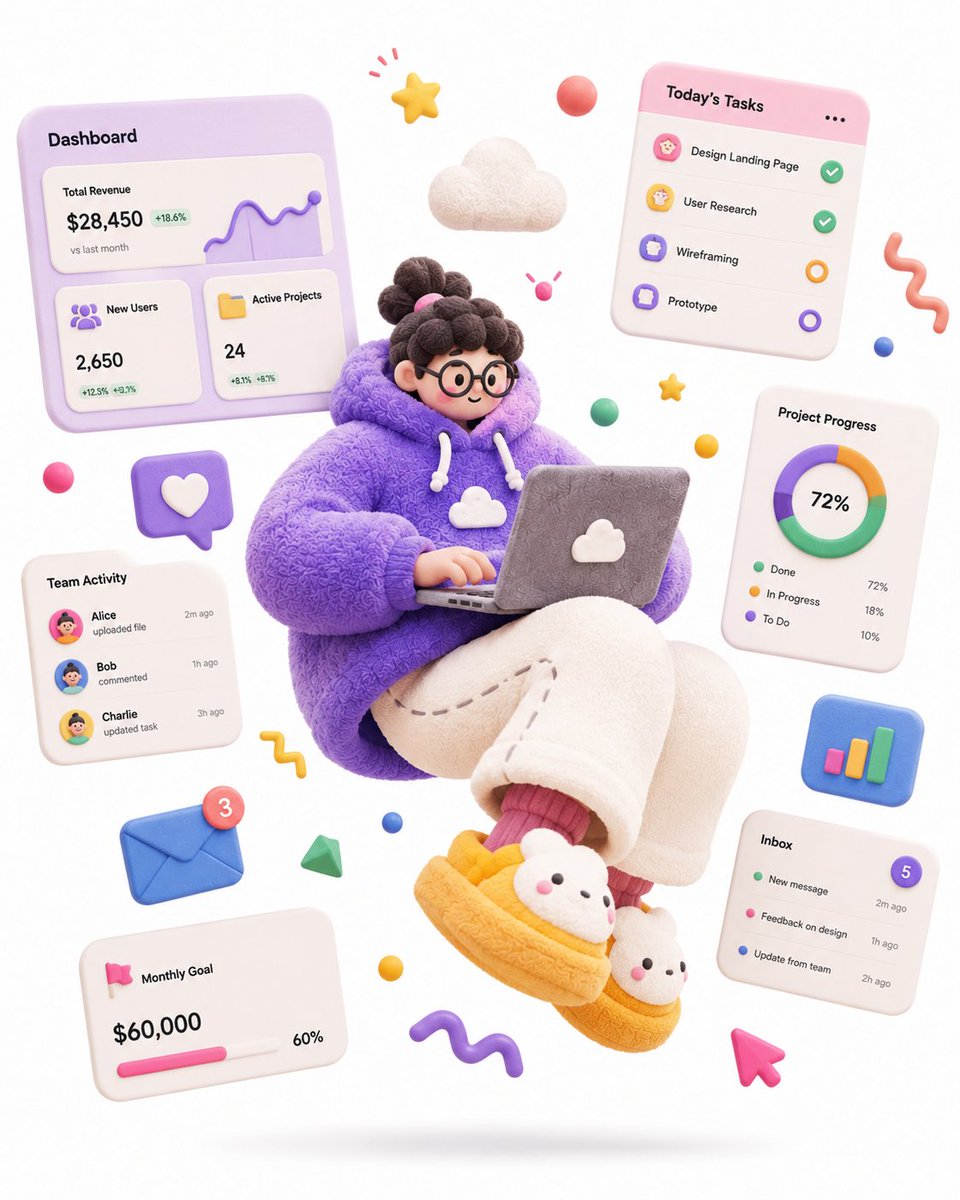 A complete single 3D illustration, exaggerated artistic editorial illu