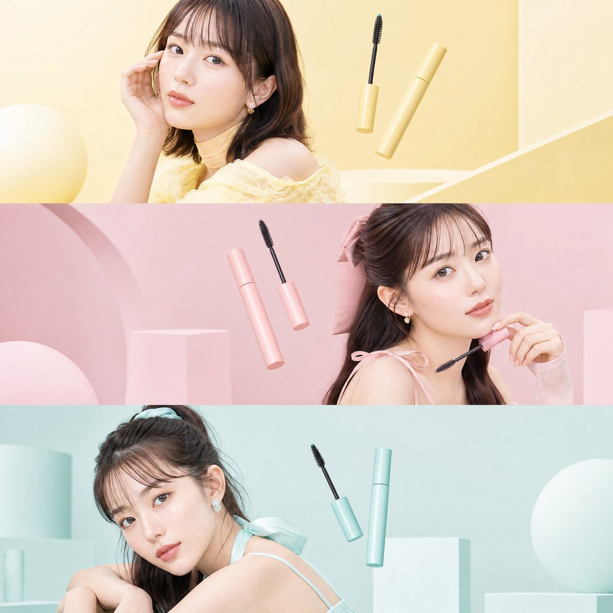 Ultra-premium Japanese beauty editorial collage, three fashionable you