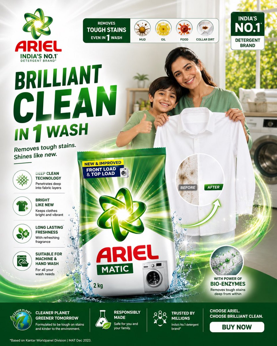 FORMAT: 4:5 vertical premium FMCG SMM poster hyper-realistic detergent