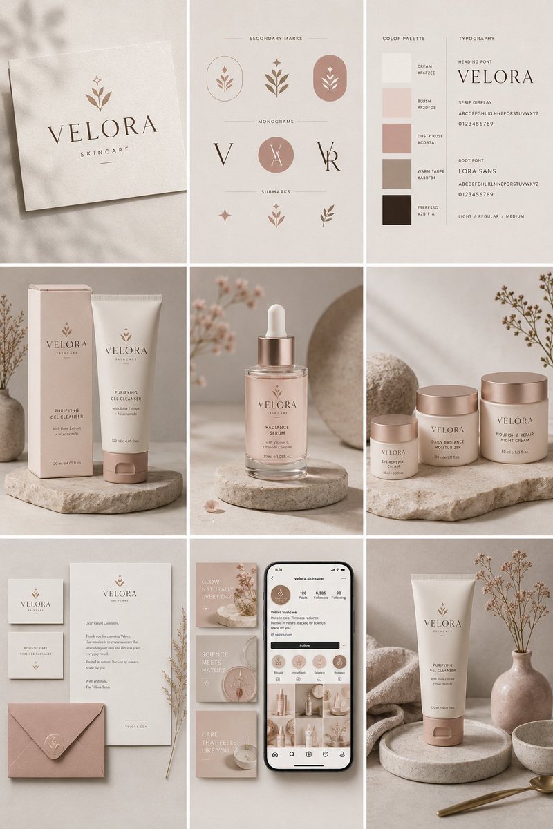Create a complete brand identity presentation for an original premium