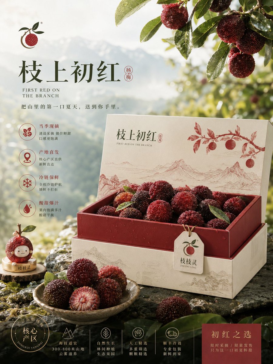 请根据以下设定，创作一套高完成度、具有统一视觉系统的「原创鲜果电商品牌商品化提案 / 4-Board Fresh Fruit Brand C