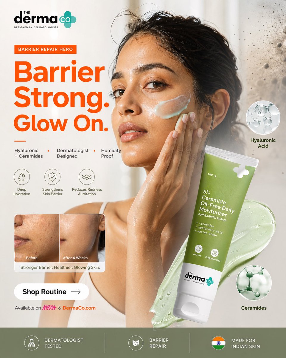 PROMPT — Derma Co Barrier Repair Hero SMM Poster (Inspired by Provided