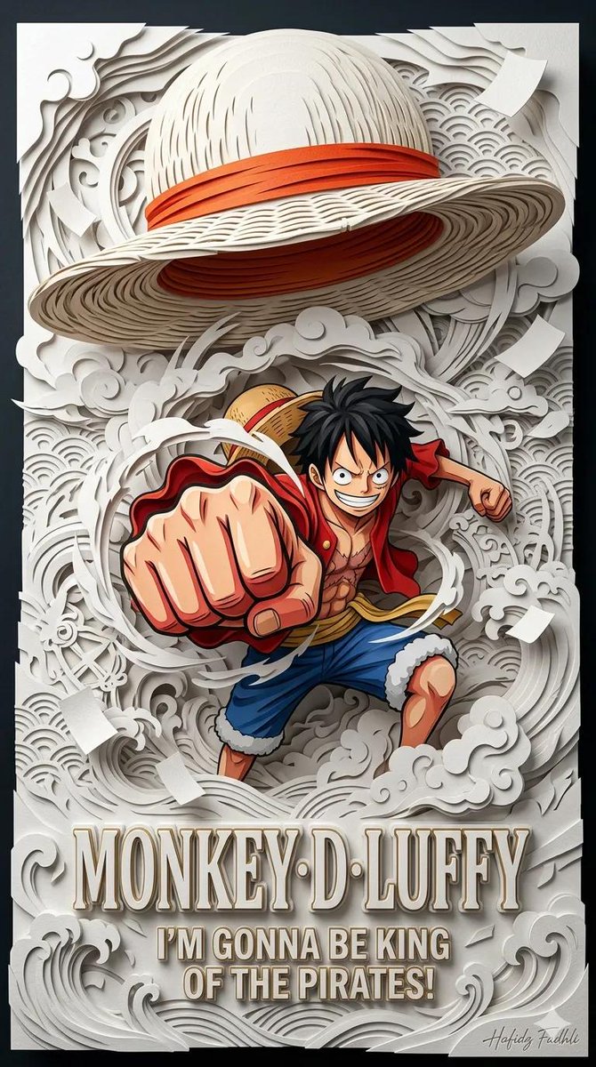 Ultra-detailed 3D layered papercraft anime poster, dynamic anime hero