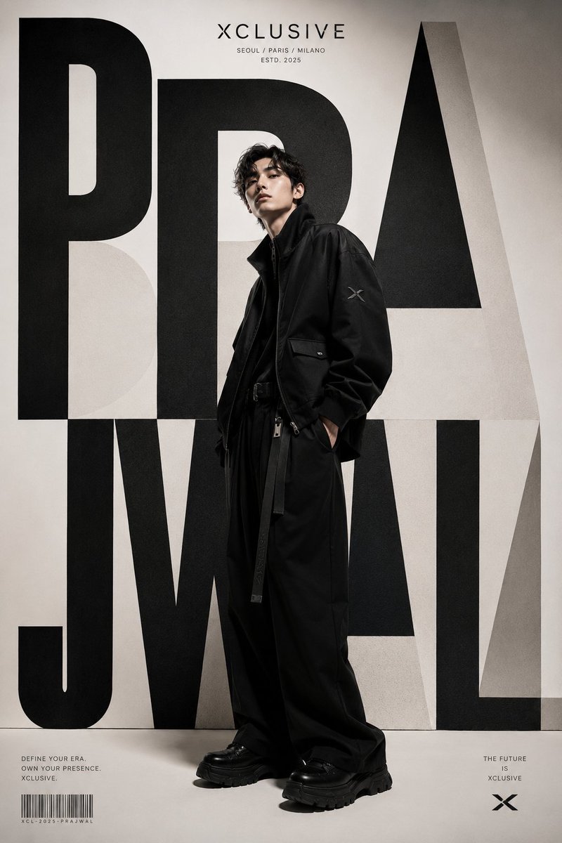A world-class luxury fashion editorial poster for XCLUSIVE, inspired b