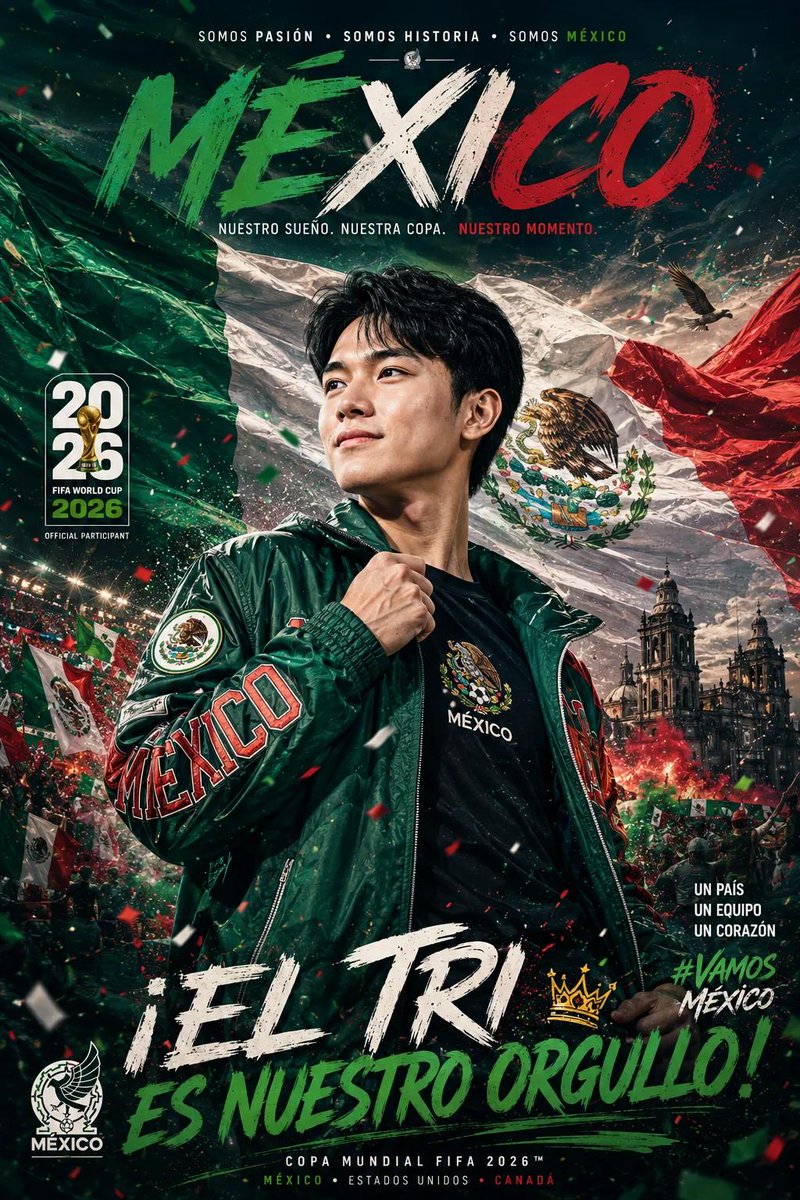 Ultra-cinematic FIFA World Cup 2026 promotional poster, proud young su