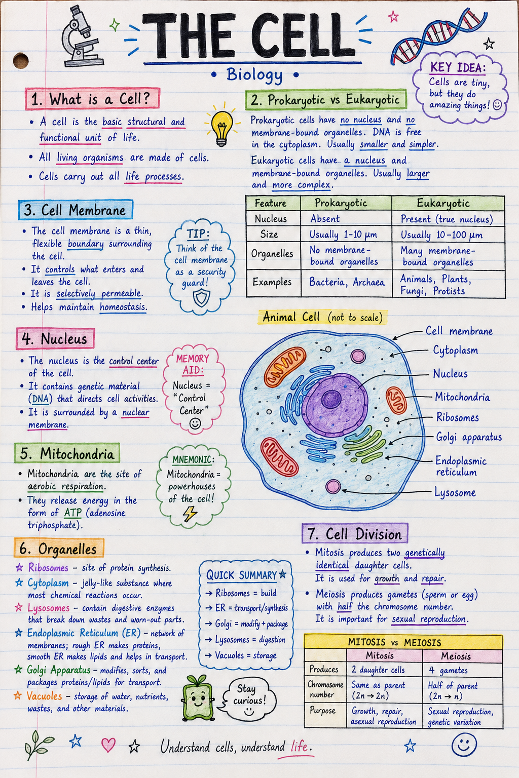 Handwritten Study Notes Generator — Biology Cell