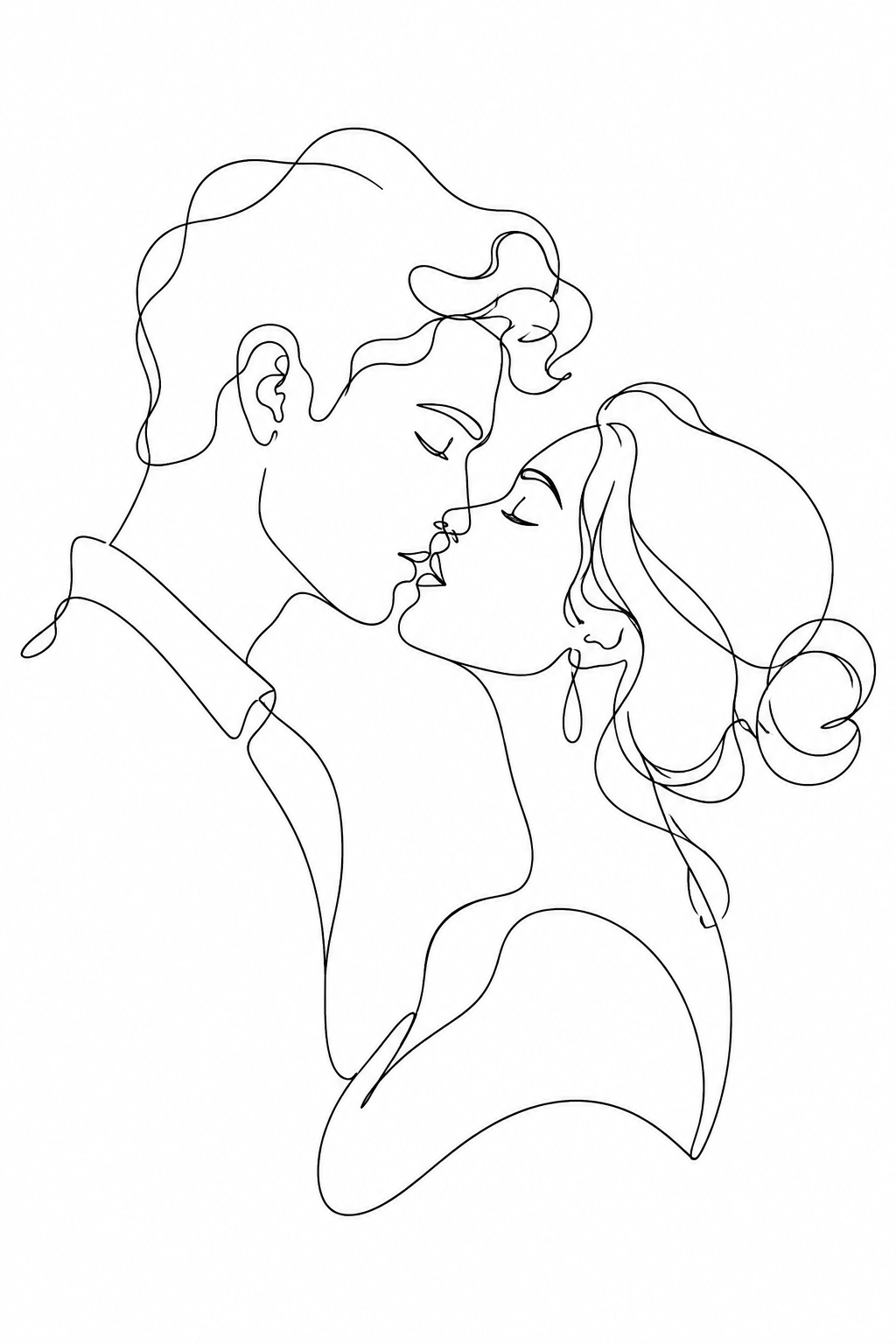 Minimalist Line Art Portrait Generator — Couple Kiss