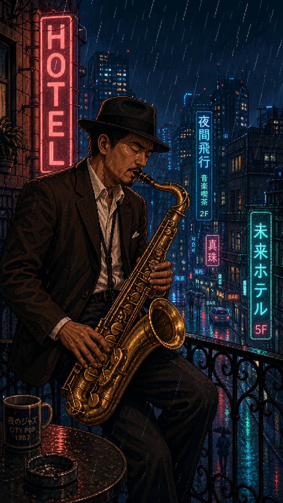 90s City Pop Pixel Art