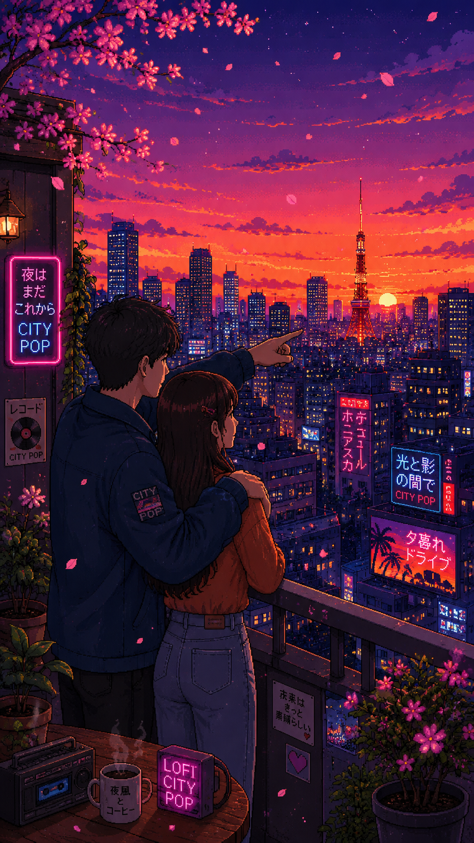 90s City Pop Pixel Art