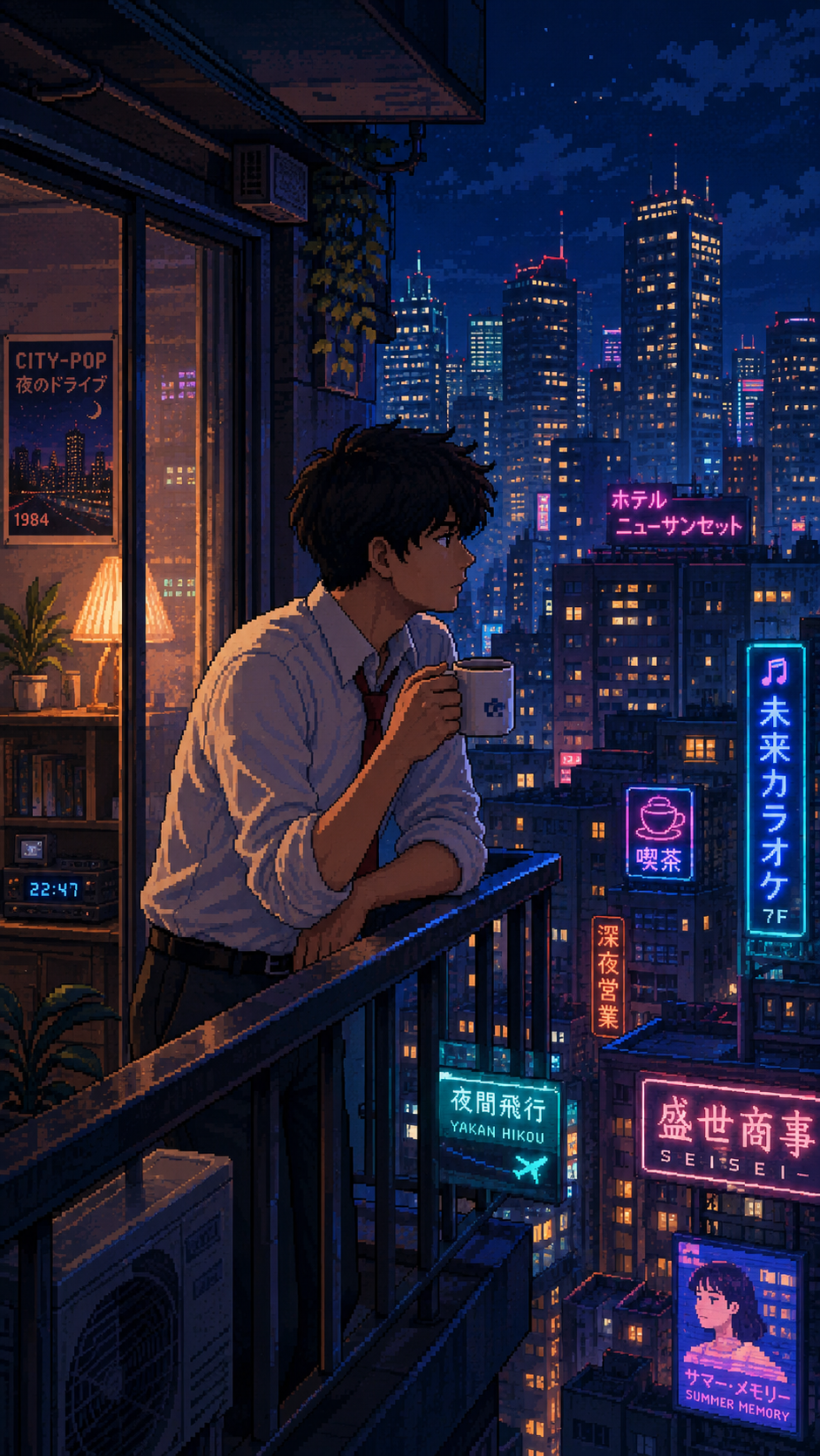 90s City Pop Pixel Art