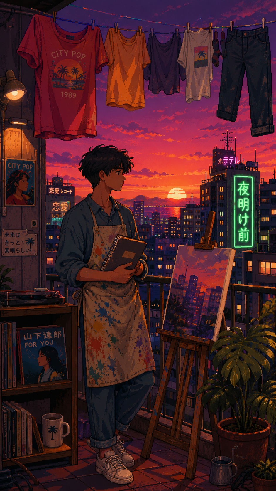 90s City Pop Pixel Art