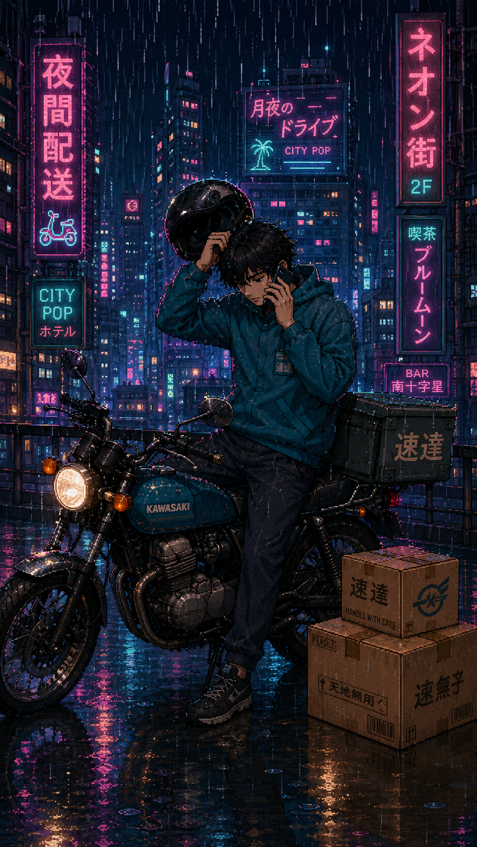 90s City Pop Pixel Art