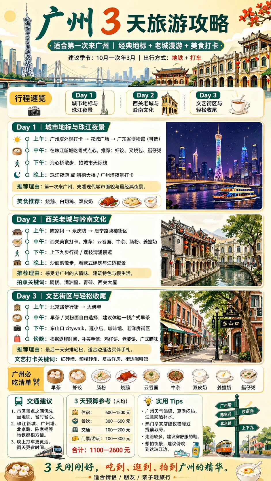 Three-Day Travel Guide Card