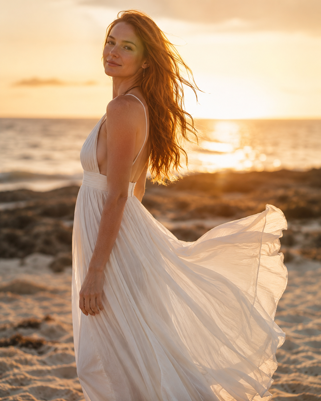 Realistic Female Model Generator — Beach Sunset