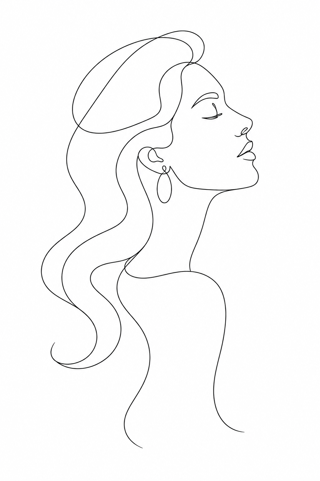 Minimalist Line Art Portrait Generator — Woman Profile