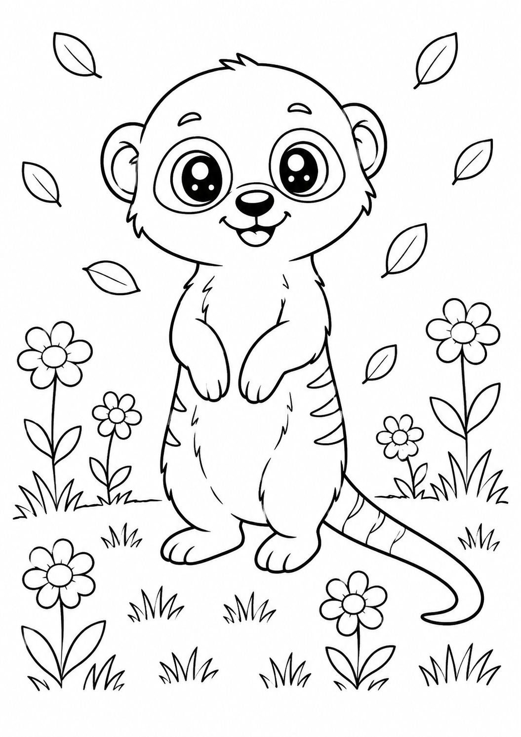 Chibi Animals Coloring Book Line Art