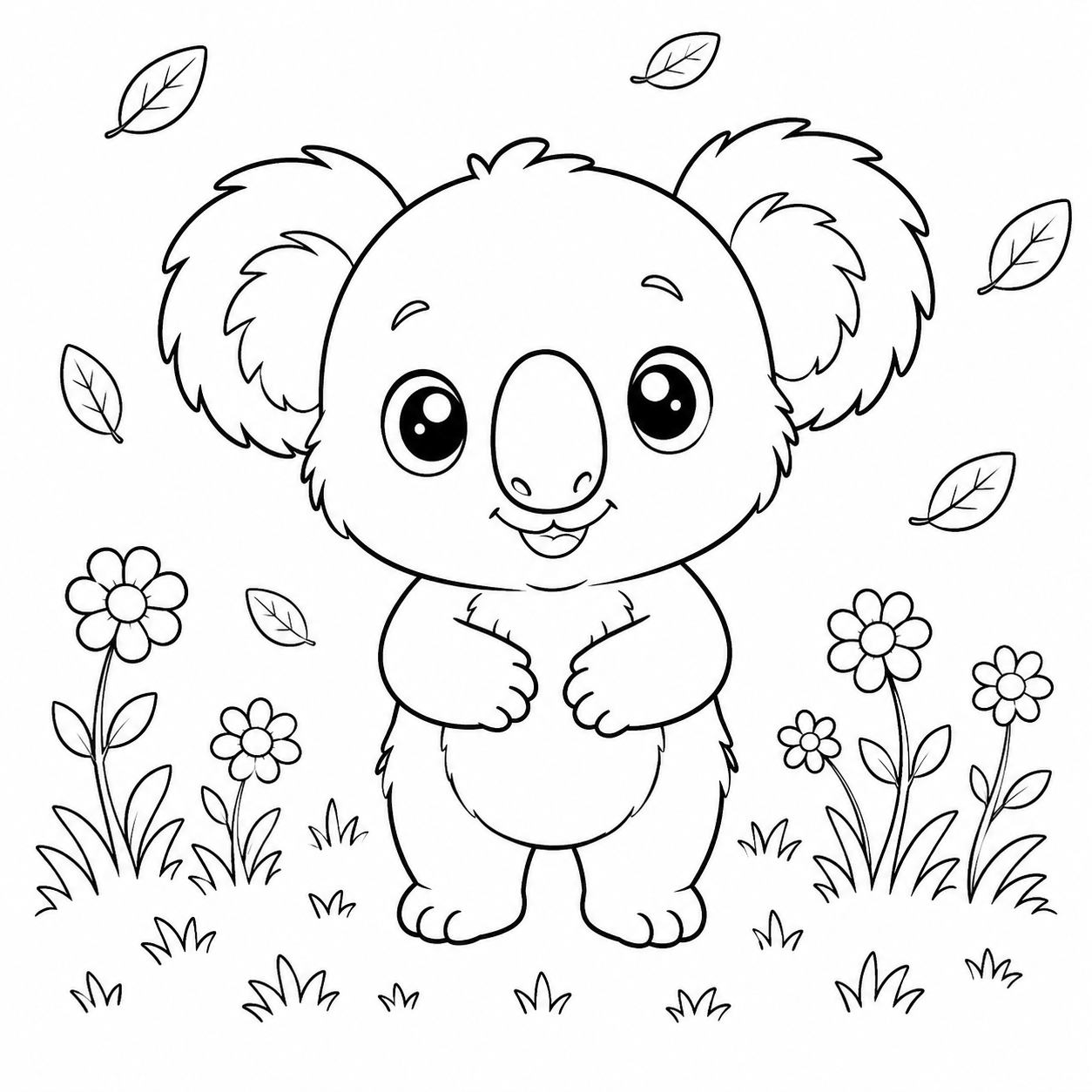 Chibi Animals Coloring Book Line Art