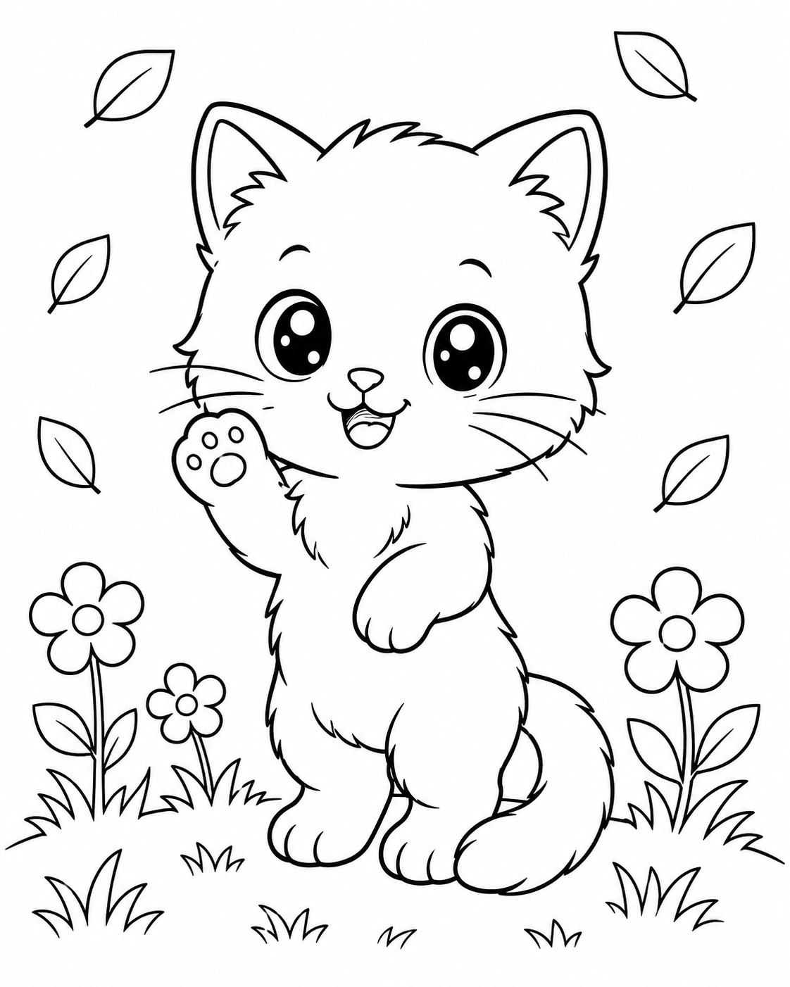 Chibi Animals Coloring Book Line Art