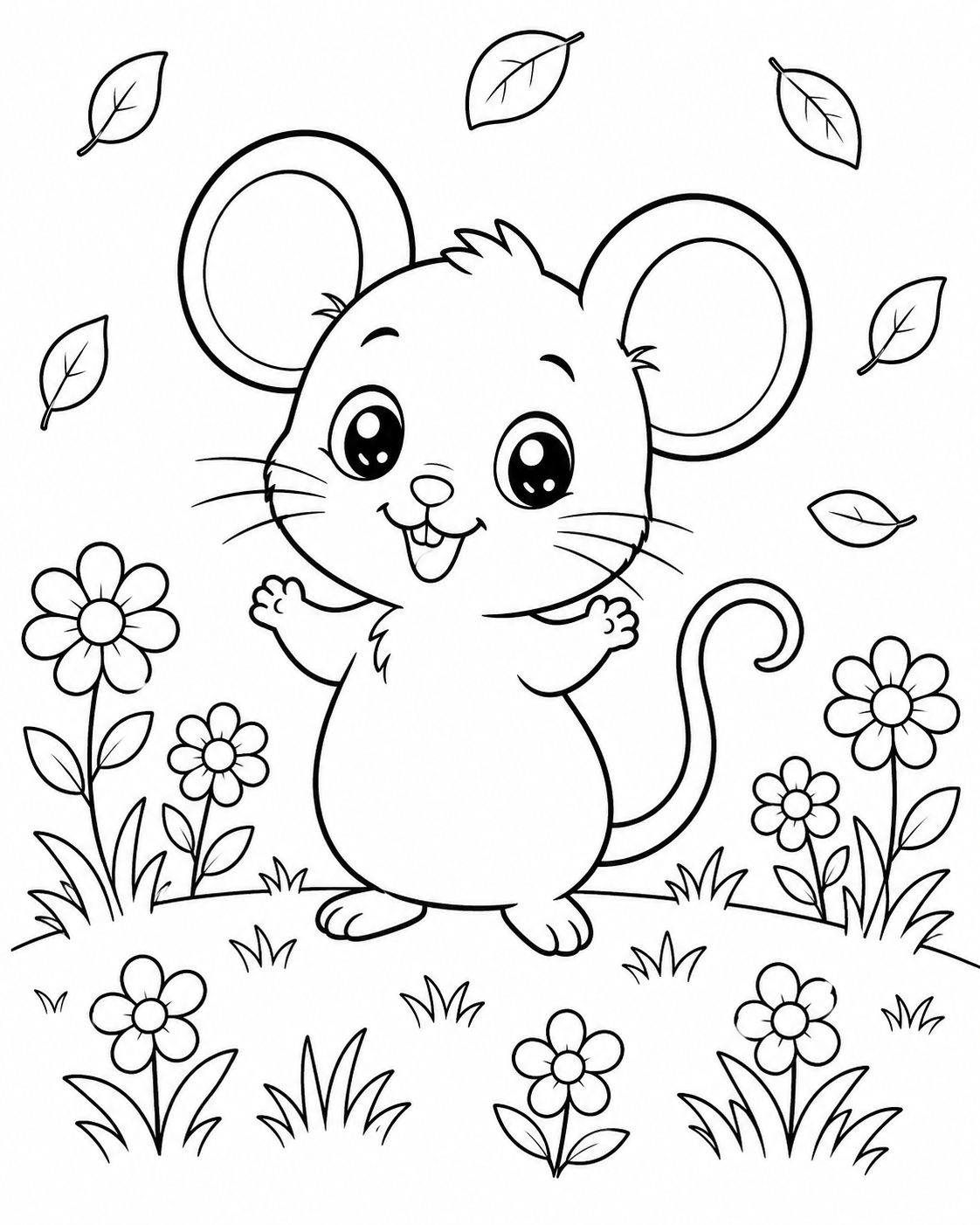 Chibi Animals Coloring Book Line Art