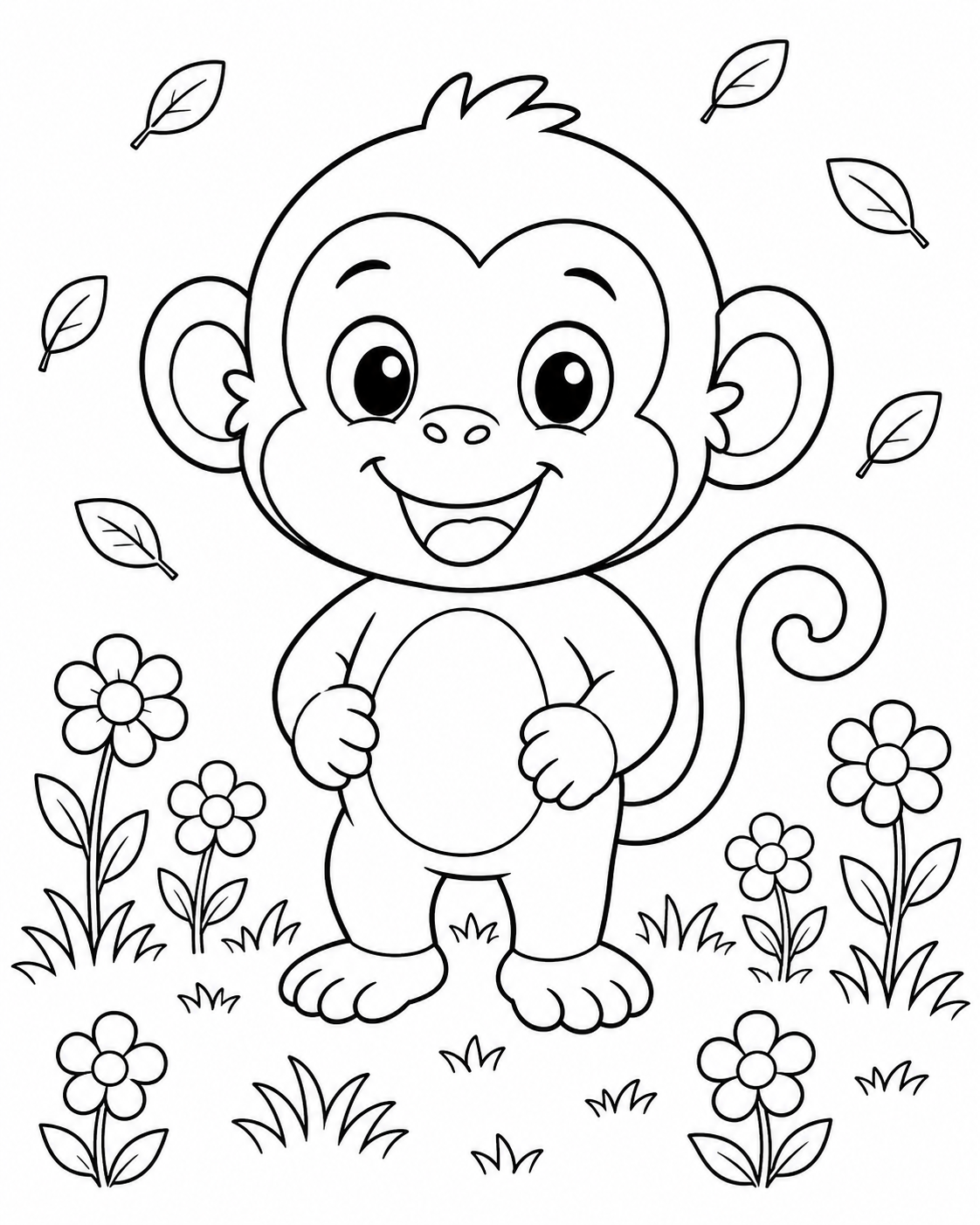 Chibi Animals Coloring Book Line Art